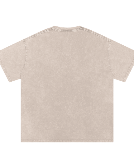 IRUNVEN Snow Washed Oversized Cotton T-Shirt | Gold Embroidered Logo Tee