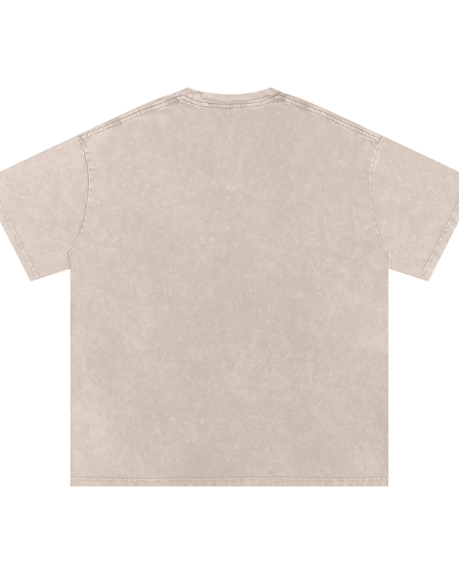 IRUNVEN Snow Washed Oversized Cotton T-Shirt | Gold Embroidered Logo Tee