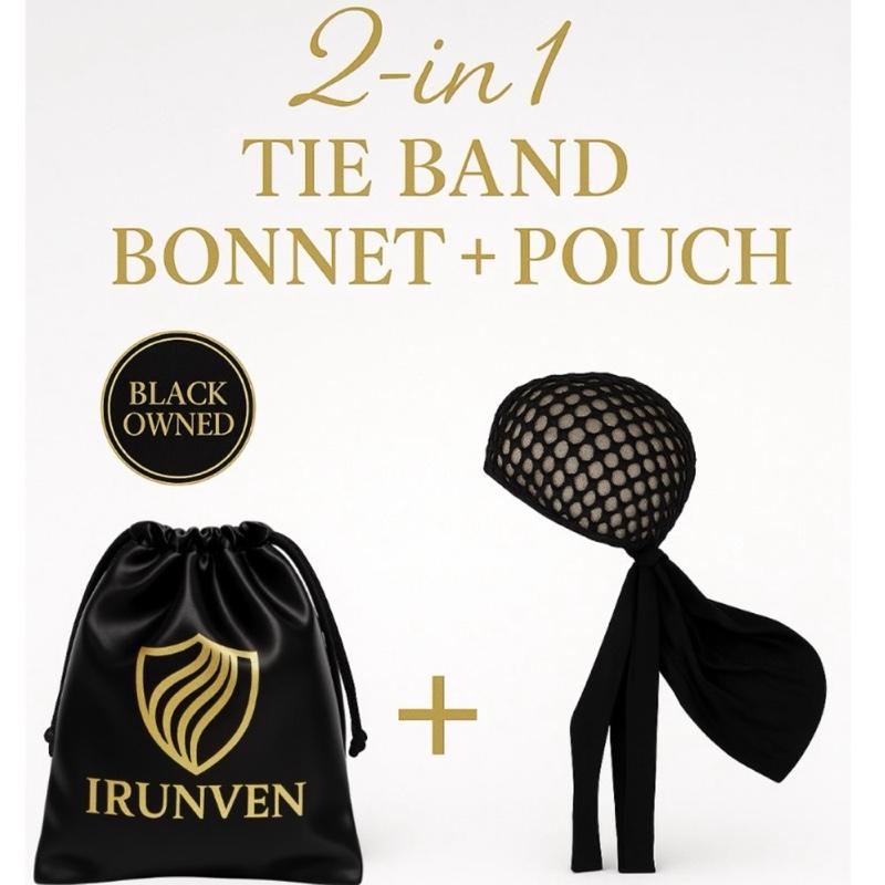 2-in-1 Tie Band Bonnet with Tubi Net – Adjustable Satin Hair Wrap for Nighttime Protection