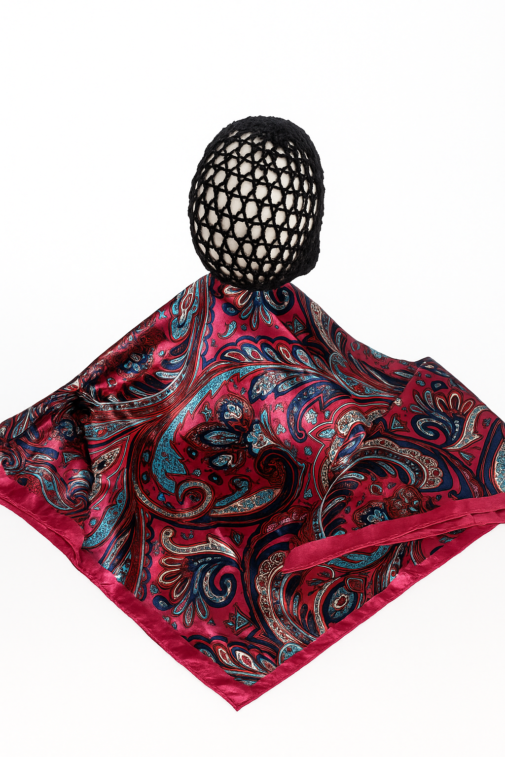 2-in-1 Satin Scarf with Built-In Tubi Net Adjustable Hair Wrap for Style Protection Fashion Accessory with Floral Design