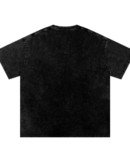 IRUNVEN Snow Washed Oversized Cotton T-Shirt | Gold Embroidered Logo Tee