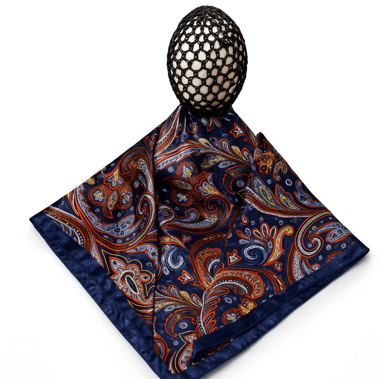 2-in-1 Satin Scarf with Built-In Tubi Net Adjustable Hair Wrap for Style Protection Fashion Accessory with Floral Design