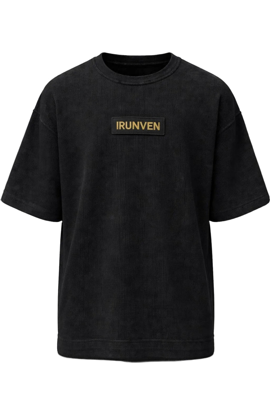 IRUNVEN waffle knit pump cover – oversized cotton gym tee for lifters and athletes