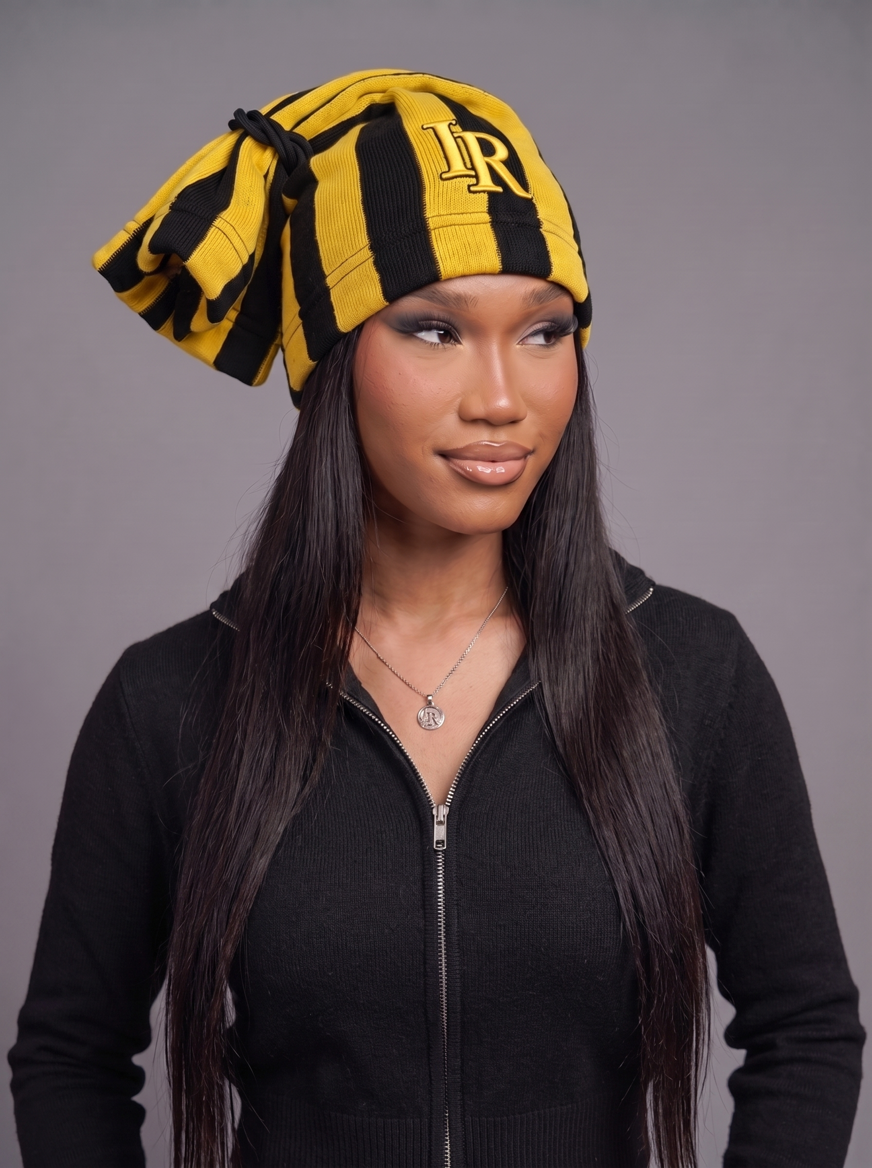 Satin Lined Tie Beanie Hat